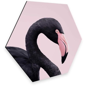 Metallbild WALL-ART Rosa Flamingo Pink Black Hexagon Bilder Gr. B/H/T: 55 cm x 0 cm x 47 cm, 1 St., rosa (black pink) Metallbilder