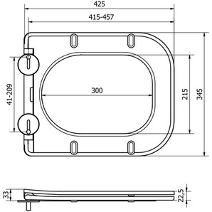 Mexen - Sitz mit Absenk-Automatik schlank, duroplast, Schwarz - 39060185