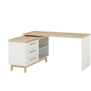 Mia & Mo Eckschreibtisch Tilda - grau - Materialmix - 150 cm - 75 cm - cm 124,0 | Möbel Kraft