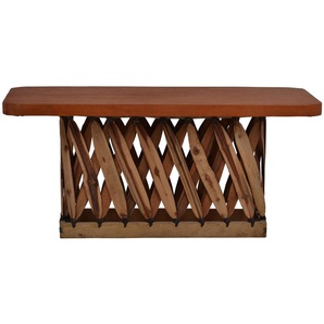 Equipales Couchtisch 100x60cm  Massivholz, Schweinsleder Zedernholz Landhaus Mexiko Möbel Mexikanisch