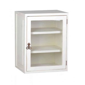 Mexico Hängeschrank Old White klein mit Glas - rechts Glas, Massivholz Pinie Landhaus Mexiko Möbel Mexikanisch
