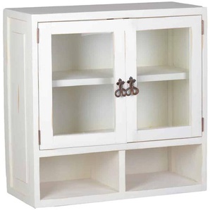 Mexico Hängeschrank Old White mit 2 Glastüren Glas, Massivholz Pinie Landhaus Mexiko Möbel Mexikanisch