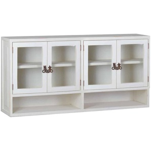 Mexico Hängeschrank Old White mit 4 Glastüren Massivholz Pinie Landhaus Mexiko Möbel Mexikanisch