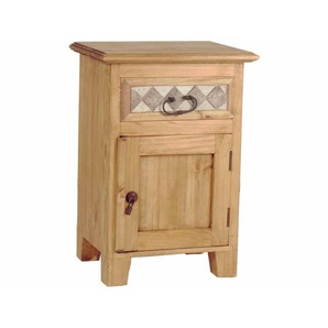 Mexico Nachttisch mit Marmor Massivholz Pinie Landhaus Mexiko Möbel Mexikanisch