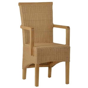 Rattan Armlehnstuhl Larissa natur Massivholz, Rattan Mahagoni Modern