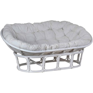 Rattansofa  Papasan weiß 100% Baumwolle, Rattan Modern