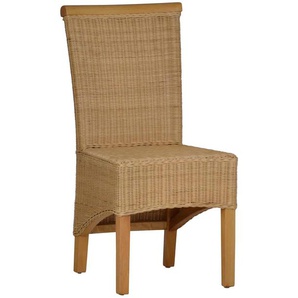 Rattanstuhl Larissa natur Massivholz, Rattan Mahagoni Modern