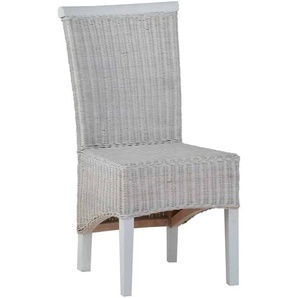 Rattanstuhl Larissa white wash Massivholz, Rattan Mahagoni Modern