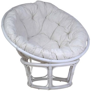 Sessel Papasan weiß, Ø 100 cm 100% Baumwolle, Rattan Modern
