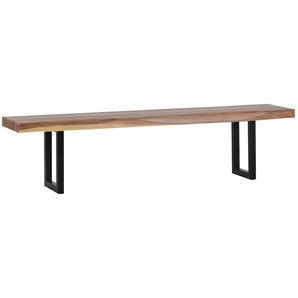 Sitzbank Vanaja 180 cm, Teak/Antikschwarz Massivholz, Metall Teak Modern Indien Indisch