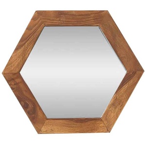 Spiegel Madras 6-eckig Massivholz Sheesham Modern Indien Indisch