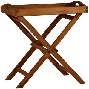 Teak Beistelltisch mit abnehmbarem Tablett Massivholz Teak Modern