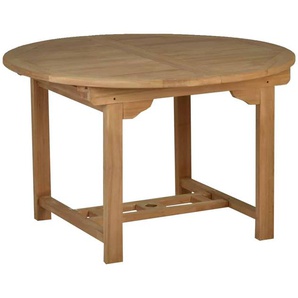 Teak Esstisch 120cm rund - ausziehbar Massivholz Teak Modern