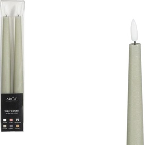 Mica Decorations LED Spitzkerze grün Ø 2 x 29 cm warmweiß - 2 Stk. GLO660144217