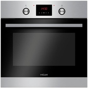 Mican Einbaubackofen , Edelstahl , Metall , A,A , 59.5x59.5x57.5 cm , Digitaldisplay, Versenkknebel, Schnellaufheizung, Vollglas-Innentür, Backofenbeleuchtung , Küchen, Küchenelektrogeräte, Backöfen, Einbaubacköfen