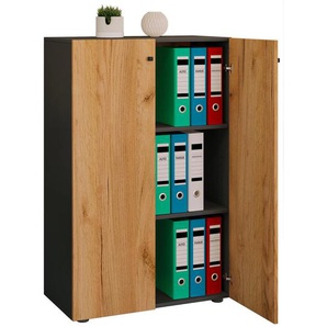 Mid.you Aktenschrank, Anthrazit, Honigeiche, 70x110x39 cm, Arbeitszimmer, Aktenschränke