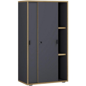 Mid.you Aktenschrank, Anthrazit, Honigeiche, Holzwerkstoff, 2 Fächer, 60x110x37 cm, abschließbar, Arbeitszimmer, Aktenschränke