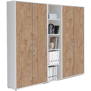 Mid.you Aktenschrank Office Edition - SW Set 10, Weiß, Eiche, Holzwerkstoff, 12 Fächer, 212.9x185.6x33 cm, erweiterbar, in verschiedenen Größen erhältlich, abschließbar, Arbeitszimmer, Aktenschränke