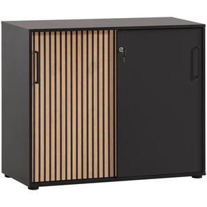 Mid.you Aktenschrank, Schwarz, Eiche Artisan, Holzwerkstoff, 2 Fächer, 100.1x83.6x41 cm, Beimöbel erhältlich, abschließbar, Arbeitszimmer,