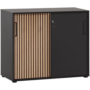 Mid.you Aktenschrank, Schwarz, Eiche Artisan, Holzwerkstoff, 2 Fächer, 100.1x83.6x41 cm, Beimöbel erhältlich, abschließbar, Arbeitszimmer,