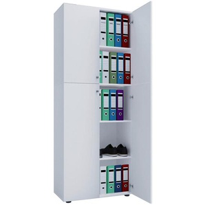 Mid.you Aktenschrank, Weiß, Holzwerkstoff, 3 Fächer, 70x182x37 cm, Arbeitszimmer, Aktenschränke