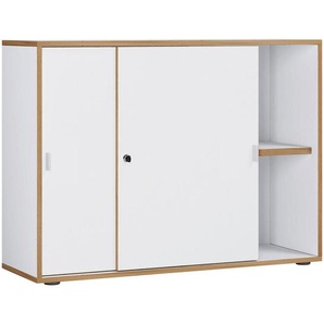 Mid.you Aktenschrank, Weiß, Honigeiche, Holzwerkstoff, 1 Fächer, 100x74x33 cm, abschließbar, Arbeitszimmer, Aktenschränke