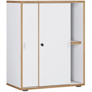 Mid.you Aktenschrank, Weiß, Honigeiche, Holzwerkstoff, 1 Fächer, 60x74x33 cm, abschließbar, Arbeitszimmer, Aktenschränke