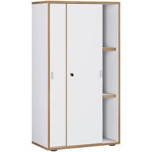 Mid.you Aktenschrank, Weiß, Honigeiche, Holzwerkstoff, 2 Fächer, 60x110x37 cm, abschließbar, Arbeitszimmer, Aktenschränke