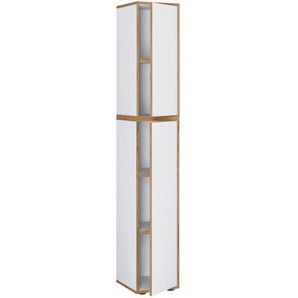 Mid.you Aktenschrank, Weiß, Honigeiche, Holzwerkstoff, 3 Fächer, 30x183x33 cm, griffloses Öffnen, Arbeitszimmer, Aktenschränke