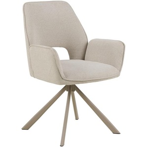 Mid.you Armlehnstuhl, Hellgrau, Beige, Metall, Textil, Sternfuß, 60x85x63 cm, Esszimmer, Stühle, Esszimmerstühle, Armlehnenstühle