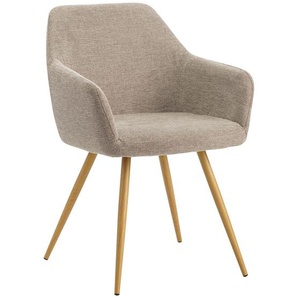 Mid.you Armlehnstuhl, Beige, Metall, Textil, konisch, 56x81.5x63 cm, Esszimmer, Stühle, Esszimmerstühle, Armlehnenstühle