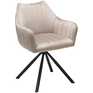 Mid.you Armlehnstuhl Beige, Schwarz, Beige, Metall, Textil, Rundrohr, 60x83x59 cm, inklusive Armlehnen, Esszimmer, Stühle, Esszimmerstühle, Armlehnenstühle