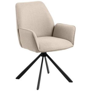 Mid.you Armlehnstuhl, Beige, Textil, Füllung: Polyurethan (Pur), Sternfuß, 61x88.5x63 cm, Sitzfläche 360° drehbar, Esszimmer, Stühle, Esszimmerstühle,