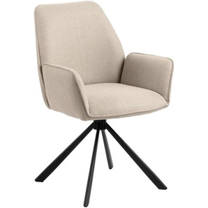 Mid.you Armlehnstuhl, Beige, Textil, Füllung: Polyurethan (Pur), Sternfuß, 61x88.5x63 cm, Sitzfläche 360° drehbar, Esszimmer, Stühle, Esszimmerstühle,