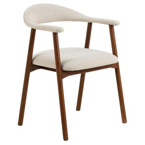 Mid.you Armlehnstuhl, Beige, Walnuss, Holz, Textil, Eiche, massiv, rund, 56x75.5x54 cm, FSC Mix, Esszimmer, Stühle, Esszimmerstühle, Armlehnenstühle