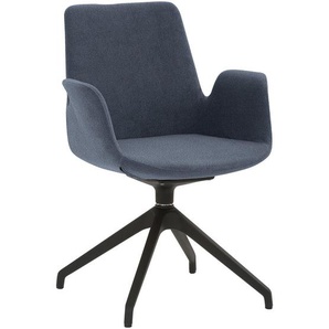 Mid.you Armlehnstuhl , Blau, Schwarz , Metall, Kunststoff , Drehkreuz , 58x84x57 cm , Sitzfläche 360° drehbar , Esszimmer, Stühle, Esszimmerstühle, Armlehnenstühle