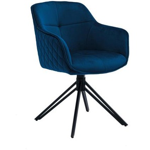 Mid.you Armlehnstuhl, Blau, Textil, eckig, Drehteller, 59x82x62 cm, Esszimmer, Stühle, Esszimmerstühle, Armlehnenstühle