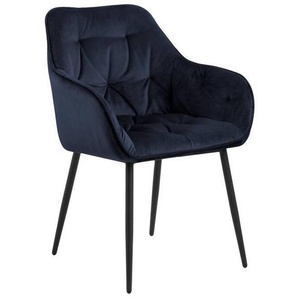 Mid.you Armlehnstuhl , Blau , Textil , Füllung: Polyurethan (Pur) , rund , 58x83x55 cm , Esszimmer, Stühle, Esszimmerstühle, Armlehnenstühle
