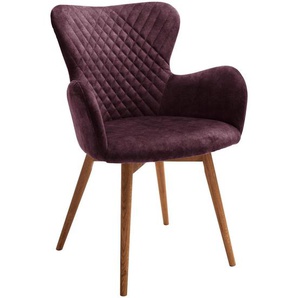 Mid.you Armlehnstuhl , Bordeaux , Holz, Textil , Wildeiche , massiv , Füllung: Schaumstoff , rund , 62x87x65 cm , Typenauswahl , Esszimmer, Stühle, Esszimmerstühle, Armlehnenstühle
