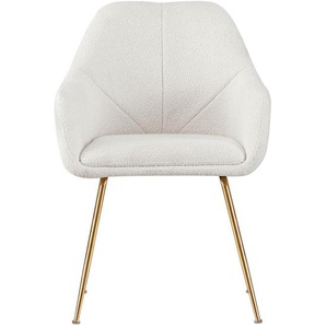 Mid.you Armlehnstuhl Boucle, Creme, Gold, Metall, Textil, Rundrohr, 57x81.5x61 cm, inklusive Armlehnen, Esszimmer, Stühle, Esszimmerstühle,