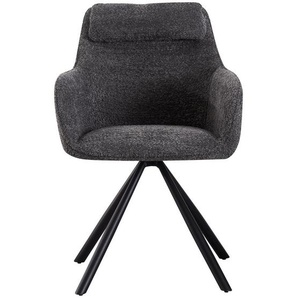 Mid.you Armlehnstuhl Boucle, Grau, Holz, Metall, Textil, Pappel, Sperrholz, Drehkreuz, 59x88x64 cm, Fsc, Bsci, inklusive Armlehnen, Esszimmer, Stühle,