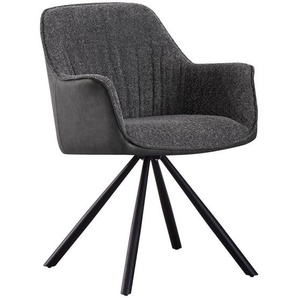 Mid.you Armlehnstuhl Boucle, Grau, Holz, Metall, Textil, Pappel, Sperrholz, Drehkreuz, 62x82x62 cm, Fsc, Bsci, inklusive Armlehnen, Esszimmer, Stühle,