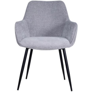 Mid.you Armlehnstuhl Boucle, Grau, Schwarz, Holz, Metall, Textil, Pappel, Sperrholz, Rundrohr, 58x84x61 cm, Bsci, Esszimmer, Stühle, Esszimmerstühle,