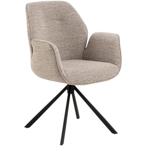 Mid.you Armlehnstuhl, Braun, Beige, Textil, Sternfuß, 60.5x90x62 cm, Sitzfläche 360° drehbar, Esszimmer, Stühle, Esszimmerstühle, Armlehnenstühle