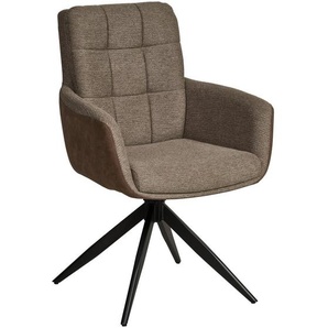 Mid.you Armlehnstuhl, Braun, Holz, Metall, Textil, Pappel, Sperrholz, Drehkreuz, 60x93x66 cm, inklusive Armlehnen, Sitzfläche 180° drehbar, Esszimmer, Stühle, Esszimmerstühle, Armlehnenstühle