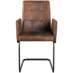 Mid.you Armlehnstuhl, Braun, Metall, Textil, C-Form, 52x91x59.5 cm, Esszimmer, Stühle, Esszimmerstühle, Armlehnenstühle