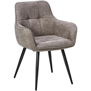 Mid.you Armlehnstuhl, Braun, Metall, Textil, konisch, 57x84x60 cm, Stühle