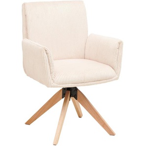 Mid.you Armlehnstuhl Cord, Beige, Metall, Textil, Holz, Eiche, Pappel, massiv, Sperrholz, eckig, 65x90x62.5 cm, Esszimmer, Stühle, Esszimmerstühle,