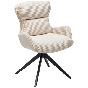 Mid.you Armlehnstuhl Cord, Beige, Metall, Textil, Drehkreuz, 58x88x68 cm, Sitzfläche 360° drehbar, Esszimmer, Stühle, Esszimmerstühle, Armlehnenstühle