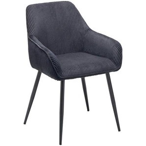 Mid.you Armlehnstuhl Cord, Schwarz, Metall, Textil, Rundrohr, 56x83x62 cm, inklusive Armlehnen, Esszimmer, Stühle, Esszimmerstühle, Armlehnenstühle